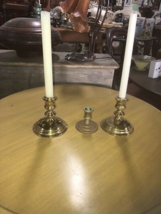 2 Vintage Brass Candlesticks Virginia Metalcrafters Colonial Williamsburg