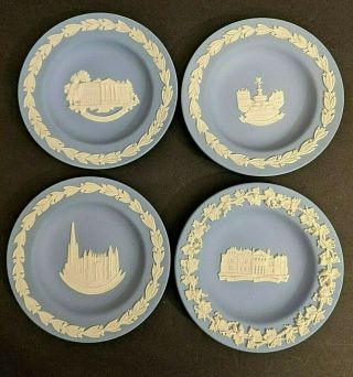Set Of 4 Vintage Wedgwood Jasperware Light Blue Small Plates 4.  5 ",  England