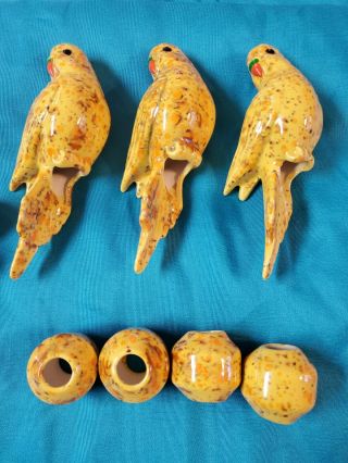 Vintage Ceramic Macrame Beads Yellow Birds With Assortment Of Matching Beads