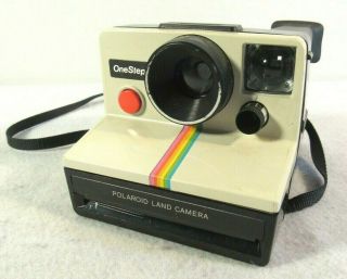 Vtg Polaroid Sx - 70 One Step Rainbow Stripe Land Instant Camera W/ Strap
