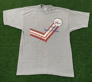 Vintage 1983 World Champs Philadelphia 76ers Sixers T - Shirt 80s Gray Men’s Sz Xl