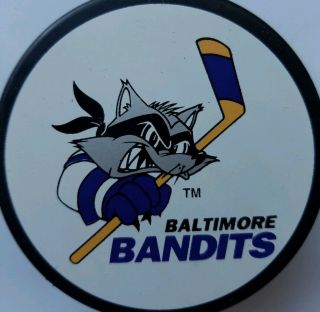 BALTIMORE BANDITS VINTAGE AMERICAN HOCKEY LEAGUE AHL VEGUM OFFICIAL GAME PUCK 2