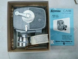 Keystone Precision Built Movie Camera Model Ka - 1c 8 Mm 3 Lens Turret