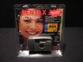 Pentax Pc - 330 Date 35mm Auto Load Built - In Flash Focus Camera W/case & Film