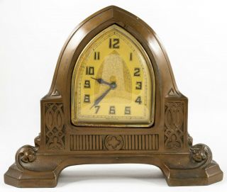 Vintage Art Deco Bronze Spelter Desk / Table Clock