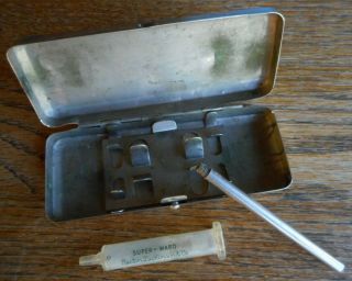 Antique Medical Hospital Nurse Doctor Vintage Bd Becton Dickinson Glass Syringe