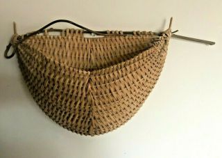 Vintage Woven Wicker Reed Rattan Wall Decor Basket With Branch Unique Boho Natur