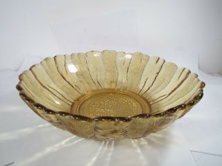 Vintage Amber Colored Art Glass Bowl Gold Color