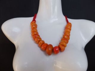 Vintage Amber Necklace Moroccan Berber / 20 Beads