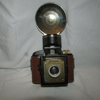 Vintage Whitehouse Beacon 225 Camera W/flash Synchronizer,  Leather Case