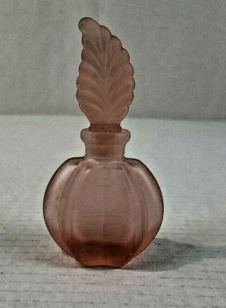 Perfume Bottle Vintage Pink Satin Frosted Leaf