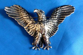 Vintage Old 3 1/8 " Sterling Silver Native American Made Eagle Pin Brooch