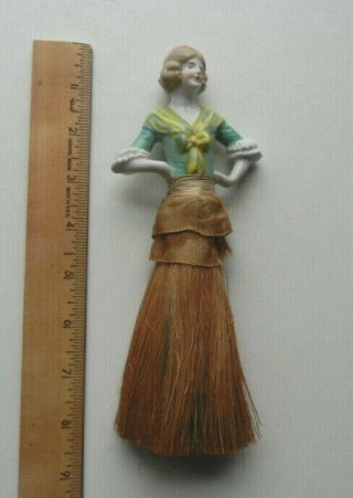 Antique Porcelain Half Doll Victorian Lady Vanity/clothes Brush 1920 