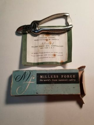 Vintage Millers Forge Manicure Cutlery Nail Clippers 701 & Papers