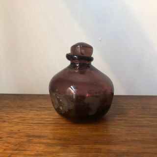 Vintage Signed Hand Blown Art Glass Perfume Bottle Kindred Black Casa Shop