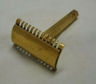Vintage Brass 3 Piece Double Edge Open Comb Safety Razor