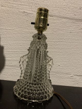 Antique - Vintage Cut Crystal Glass Hobnail Table Lamp