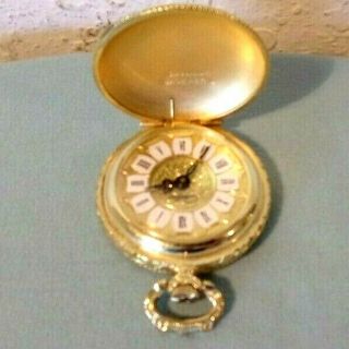 Rare Vintage Chateau Swiss Made Ladies Pocket Watch Gold Tone Gold Filled