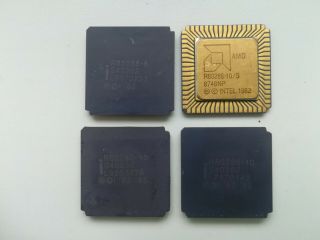 Intel 80286 - 8 S40262 80286 - 10 S40282 Amd R80286 - 10/s Vintage Cpu,  Gold