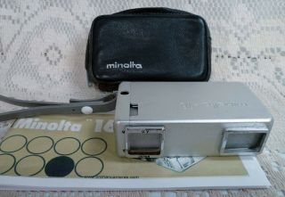 1960s Minolta 16 Subminiature Spy Camera W/ Rokkor 1:28 F 22mm & Leather Case