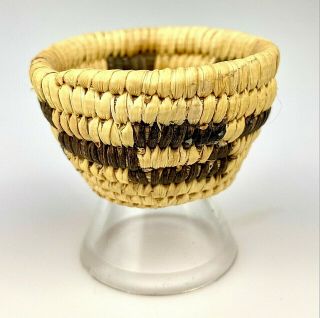 Vintage Coiled Miniature Hopi Basket Native American 1 3/4 " W