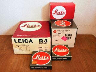 Boxes For Leica R3 Body,  Vario - Elmar R 35 - 70mm Lens,  Filters,  Motor - Winder Grip