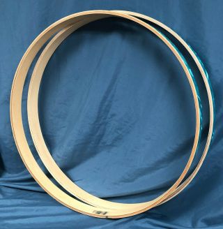 Vintage Tama Superstar 22 " Wood Bass Drum Hoops Rims.  Wrapped.  Cond
