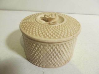 Vintage Porcelain Powder Puff Jar Dresser Box Japan.