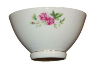 Vintage Porcelain Bowl Pink Rose Pattern Gold Toned Trim Made In China