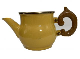 Vintage Victoria And Richard Mackenzie Childs Yellow Enamelware Mini Teapot