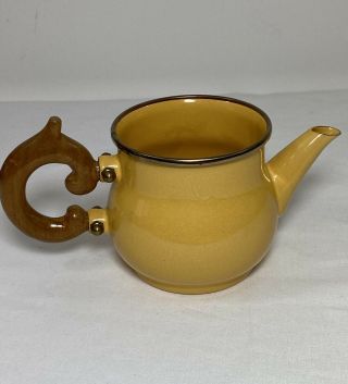 Vintage Victoria and Richard MacKenzie Childs Yellow Enamelware Mini Teapot 2