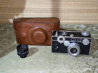 Vintage Late 1940s Argus C3 Camera W/ Case And Extra Telephoto Aux Lens 35mm