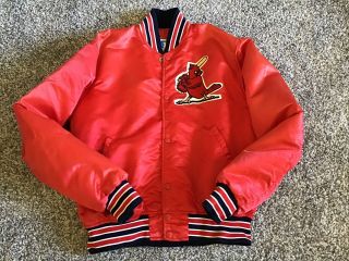 Vtg 90s Starter Mlb St.  Louis Cardinals Red Satin Bomber Quilted Jacket Mens M