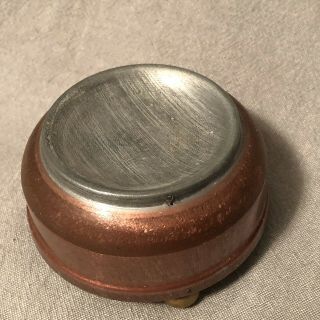 Vintage Musical Aluminium Metal Vanity Powder Puff Trinket Box Pink Golden Leaf 2