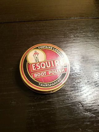 Vintage 1950s Esquire Shoe Shine Polish Tin Litho Boot Made In Usa - Near Full