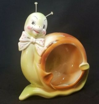 Vintage Enesco Happy Snappy Snail Spoon Rest Ash Tray Kitsch Anthropomorphic