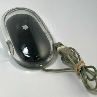 VINTAGE Apple Pro MAC 1899 Black / CLEAR Pro Mouse USB Wired 2
