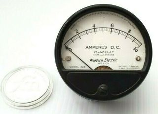Vintage 3 " Round Western Electric 1 - 10 Amperes Dc Panel Meter For Power Supply