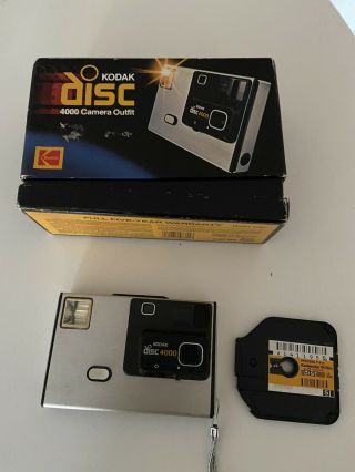 Vintage 1980s Kodak Disc 4000 Camera With Box & 1 Disc Of Film Usa Made