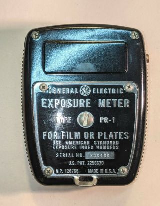 General Electric PR - 1 exposure meter c1948,  light meter with booklet 2