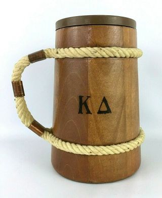 Kappa Delta Sorority Beer Stein Mug Party Drink Beverage Greek Wood Rope Vintage