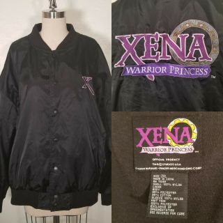 Vintage Xxl Xena Warrior Princess Official Satin Crew Bomber Jacket 90s 2xl