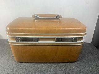 Vintage Tan / Beige Samsonite Profile Carry On Train/makeup Hard Case W/tray