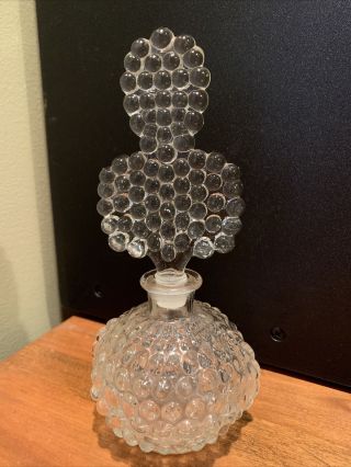 Vintage Glass Perfume Bottle Bubbles With Stopper Clear Hobnail Pretty