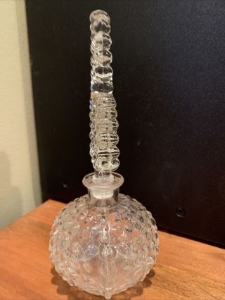Vintage glass Perfume Bottle bubbles with stopper Clear Hobnail Pretty 2
