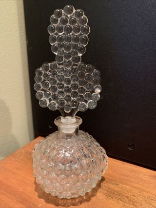 Vintage glass Perfume Bottle bubbles with stopper Clear Hobnail Pretty 3