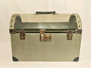 Vintage 1950s Pet Cat Dog Carrier Houndstooth Retro Clear Dome Top F.  C.  & N.  Co