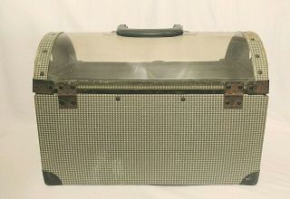 Vintage 1950s Pet Cat Dog Carrier Houndstooth Retro Clear Dome Top F.  C.  & N.  CO 2