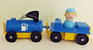 Vintage Fisher Price Little People Airport Tram Gas Tanker & Stewardess Driver