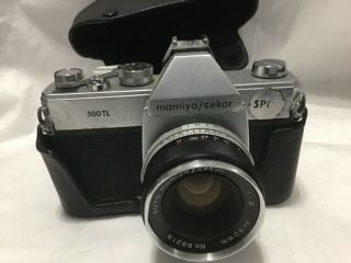 1970’s Mamiya Sekor 500tl 35mm Film Camera W/leather Case 1:2 50mm Lens 99219